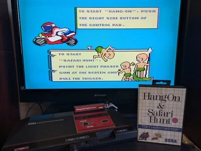 Hang-On & Safari Hunt (Sega Master System, 1986) No Manual Authentic Tested - Image 1 of 4