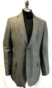 HUGO BOSS Men Sport Coat Jacket 42R BROWN LINEN WOOL 2 Button 1/2 LINED 2 Vents* - Picture 1 of 11