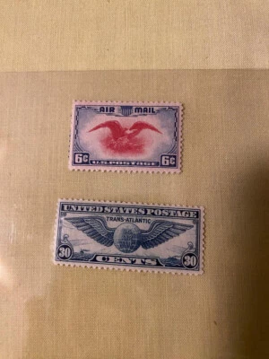 US 1938-1939 Airmail Stamps, C23 & C24, MNH, OG - Image 1 of 2