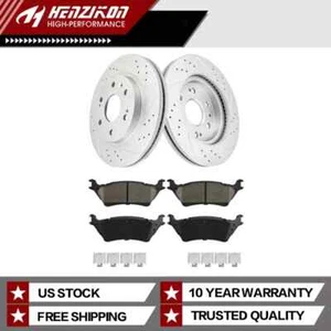 Rear Drilled & Slotted Rotors Ceramic Brake Pads For 2012 2013-2020 Ford F-150 - Picture 1 of 9