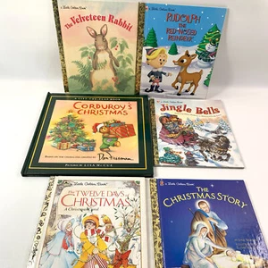 Ancien livre enfant Noël petits livres dorés lot de 6 lapin velours - Photo 1/9