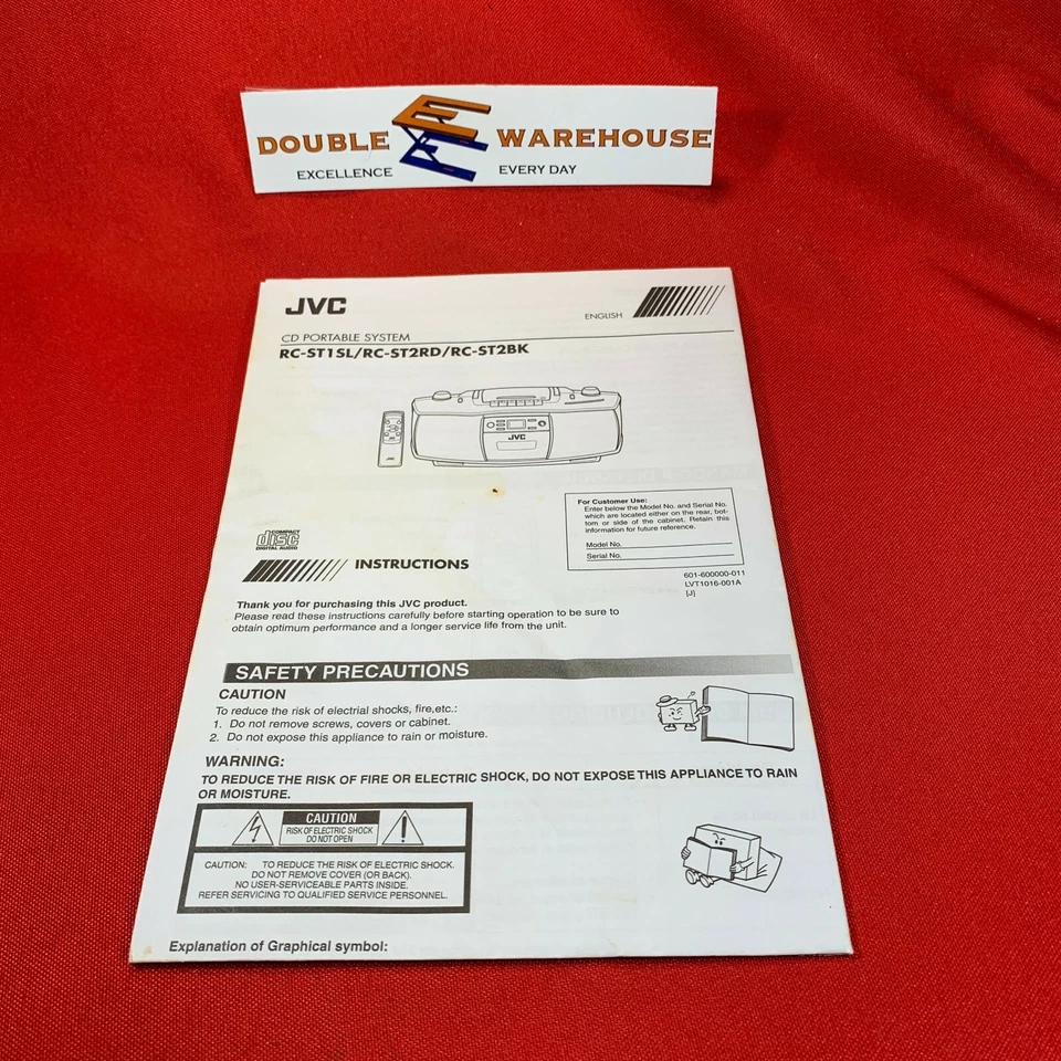 JVC CD Portable System Operating Instructions RC-ST1SL RC-ST2RD RC-ST2BK - Image 1 of 1