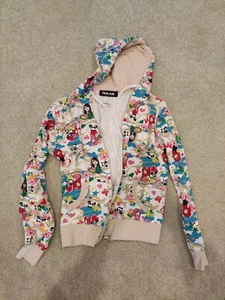NEW Y2K Girls Hoodie, Nude/Multicolor, Pandas, Flowers & Anime Pattern, Size M - Picture 1 of 2