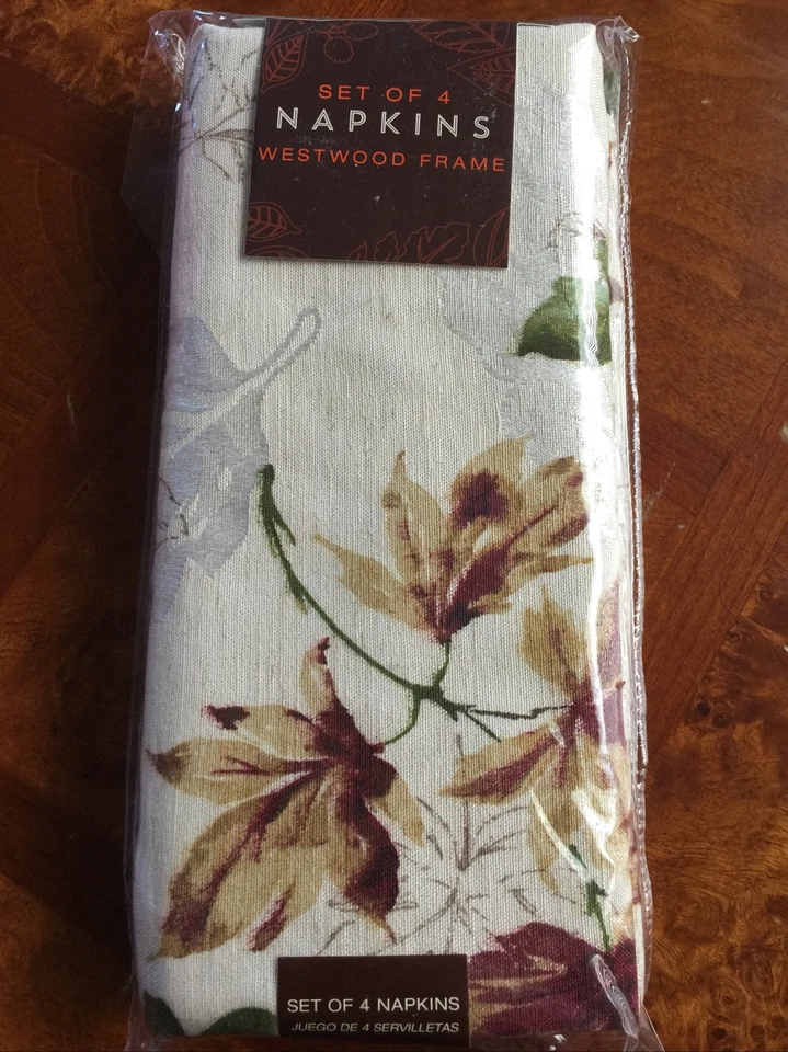 Westwood Frame Autumn Fall Floral Leaves thanksgiving fabric Cloth Napkins set