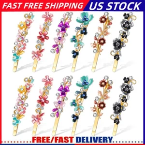 12PCS Vintage Flower Hair Pins Barrette Bobby Pins Decor Metal Gold Tone Hairpin - Picture 1 of 8