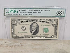 PMG 58 EPQ Fr. 2013-A 1950C $10 Federal Reserve Note (AC Block) - Picture 1 of 2