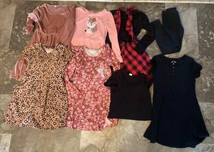 Sz 6-7 Girls Lot 9 Piece L/S S/S Pink Black Dresses Jumper Leggings Tops - Picture 1 of 15