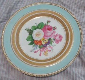 Vintage handbemalt Blumen Teller Design mit Blattgold Detail Stempel ist nicht lesbar - Bild 1 von 8