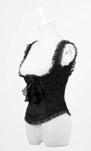 Top corpiño gótico Lolita victoriano aristócrata negro con cuentas debajo del busto XXL - Imagen 1 de 8
