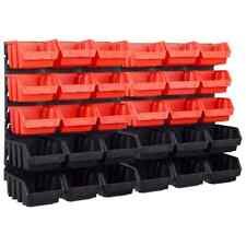 Storage Bin Kit 32 Piece with Wall Panels Tool Organiser Red and Black vidaXL