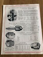 1917 w.h. willcox of london double sided print ! gronkvist automatic drill chuck