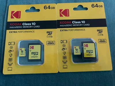 2 pieces x 64GB Kodak MicroSDXC Memory Card, Class 10 - Image 1 of 2