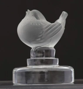 Lalique 'Sparrow Looking Up' Frosted/Clear Glass Paperweight Inscribed Signed - Picture 1 of 10