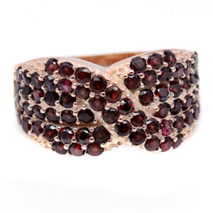 NATURAL RED GARNET RING 925 STERLING SILVER ROSE GOLD PLATED SIZE 8