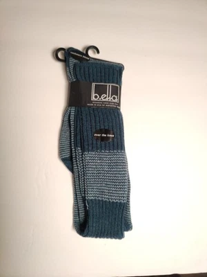 b.ella - Calcetines altos para mujer - Verde azulado con puntas - Mezcla de cachemir - Hecho en EE. UU. Foto 1 de 4