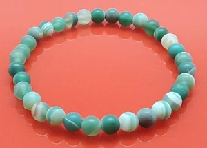 GEMSTONE Crystal Beaded Stretch BRACELETS, Green Matte Agate, 6mm - Picture 1 of 2