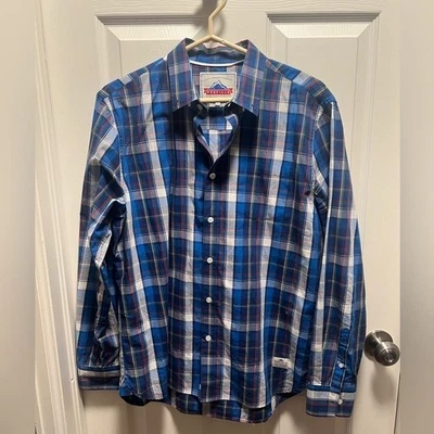 Penfield | Blue White Green Red Classic Fit Plaid Button Down Shirt Men's Sz L - Image 1 of 4
