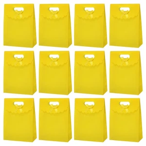12 piezas bolsas de regalo 8,3 x 2,8 x 6 pulgadas bolsa de envoltura de regalo con asas de cinta de lazo amarillo - Imagen 1 de 7