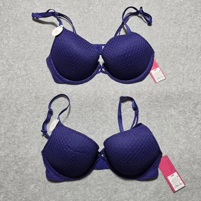 Xhiliration Camiseta Sujetador con Aros, 34B, Azul Vástago Nuevo con Etiquetas (2 Pares) Foto 1 de 4