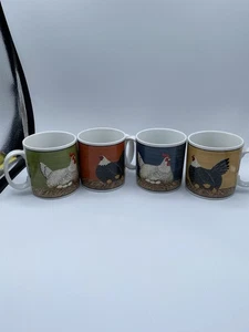 Set Of Four Henny Penny Warren Kimble Vintage 2000 Stoneware Mugs - Picture 1 of 12