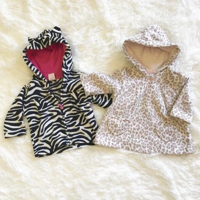 2 Carter’s Fleece Hoodie Jackets Animal print 3 M - Image 1 of 3