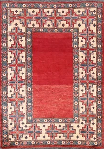 Bordered Super Kazak Oriental Vegetable Dye Area Rug Wool Hand-knotted Red 4x5 - Picture 1 of 12