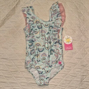 NWT RUFFLEBUTTS Girls Rainbow Swimwear One Piece Bathing Suit Size 8 - Picture 1 of 7