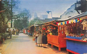 OLIVERA STREET MARKETS LOS ANGELES CA CALIFORNIA VINTAGE POSTCARD 1953 083123 S - Picture 1 of 2