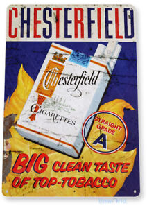 Chesterfield Papierosy Duży smak Blaszany Metalowy znak Karton Dymny znak blaszany B122