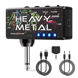 Donner Heavy Metal Guitar Headphone Amplifier USB Rechargeable Mini Pocket Amp - Picture 1 of 11