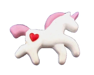 Hallmark SPILLA San Valentino vintage UNICORNO con CUORE ROSSO 1986 spilla vacanze - Foto 1 di 2