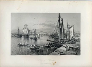 CITY Of BOSTON, MA from South Boston; 1874 steel engraving, Original - Imagen 1 de 1