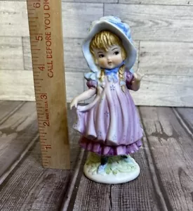 VINTAGE LEFTON LITTLE GIRL FIGURINE KW5153 Blue Bonnet - Picture 1 of 8