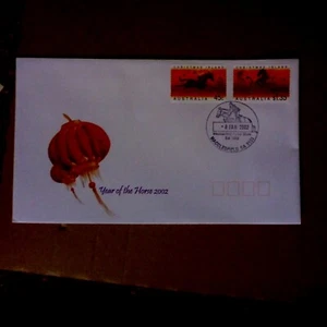 2002 CHRISTMAS IS. YEAR OF THE HORSE FDC MACCLESFIELD EQUESTRIAN PICT POSTMARK  - Picture 1 of 1