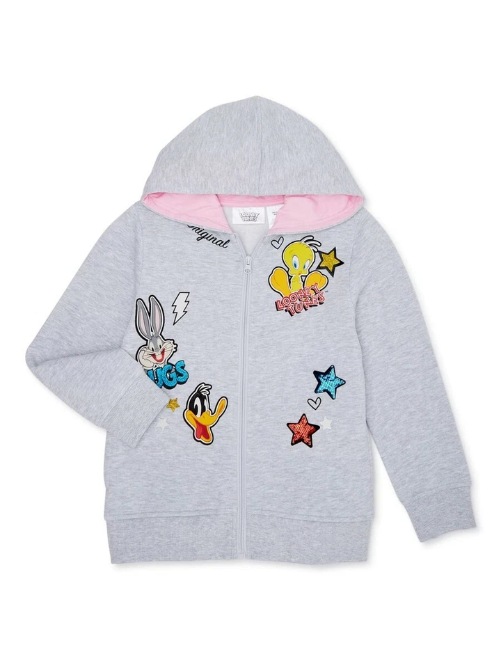 LOONEY TUNES BUGS BUNNY PIOLÍN NIÑAS CREMALLERA SUÉTER SUDADERA CON CAPUCHA TALLA 4/5 6/6X NUEVO Foto 1 de 1
