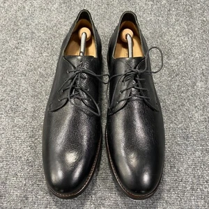 NEW De La Rentis Shoes Mens Black Leather Oxfords American Classic Plain Toe - Picture 1 of 17