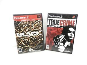 2 PlayStation2 DVD Games 2003 True Crime + 2006 Black Sony USA  S07