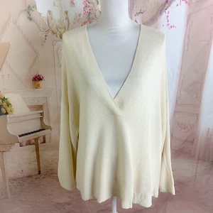 Blusa Eileen Fisher para mujer Tencel cuello en V crema talla pequeña - Imagen 1 de 10