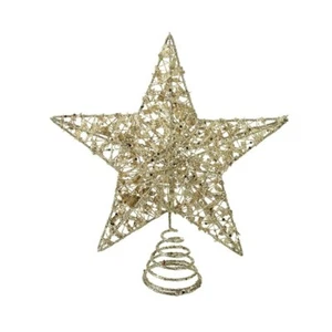 Gold Star Christmas Tree Topper Decoration Glitter Shimmer Lightweight 22 cm - Picture 1 of 1