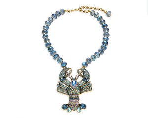 Heidi Daus Signed Shellfishly Stunning Lobster Beaded Crystal Drop Necklace - Picture 1 of 5