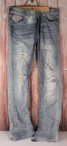 Rock Revival Jacklyn Cuff Straight Jeans Womens 29 Blue Distressed  Pockets Low - Picture 1 of 13