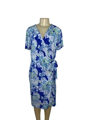 Vestido envolvente de cachemira azul y verde The Limited para mujer talla XL - Nuevo Foto 1 de 4