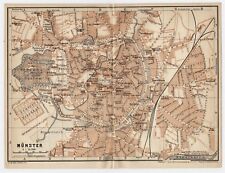 1910 ORIGINAL ANTIQUE MAP OF MUNSTER NORTH RHINE-WESTPHALIA / GERMANY