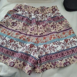 Girls Sz Med (10-12) Shorts Floral Part Elastic Back Waist Pockets - Picture 1 of 4