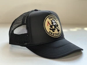 Cappello da camionista retrò Felix The Cat Disobey And Destroy regolabile SnapBack NUOVO - Foto 1 di 2