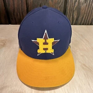Sombrero New Era de los Astros de Houston Talla 7 Chenille Logo Parche H Retro Gorra Azul 5950 - Imagen 1 de 12