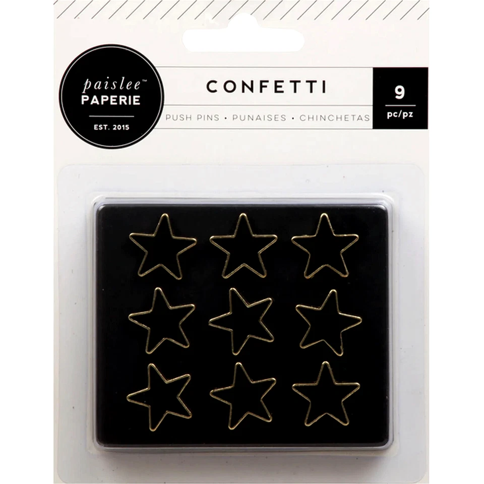 PAISLEE PAPERIE Confetti Push Pins - BLACK STARS - 9 pcs - Image 1 of 1