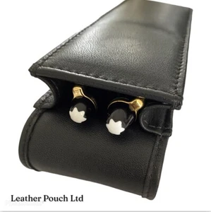 Real Leather Double Twin Magnetic Flap Pen Case/pouch. - Picture 1 of 5