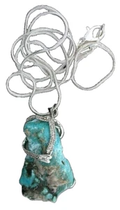 Colgante Turquesa Alambre Cristal Color Plata 22 Pulgadas Serpiente Cadena EBS9038 - Imagen 1 de 2