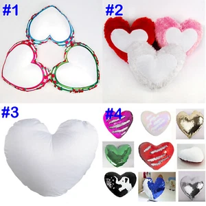 1PC Love Heart Shaped Sublimation Blank Pillow Case Cushion Cover Holiday Gift - Picture 1 of 66